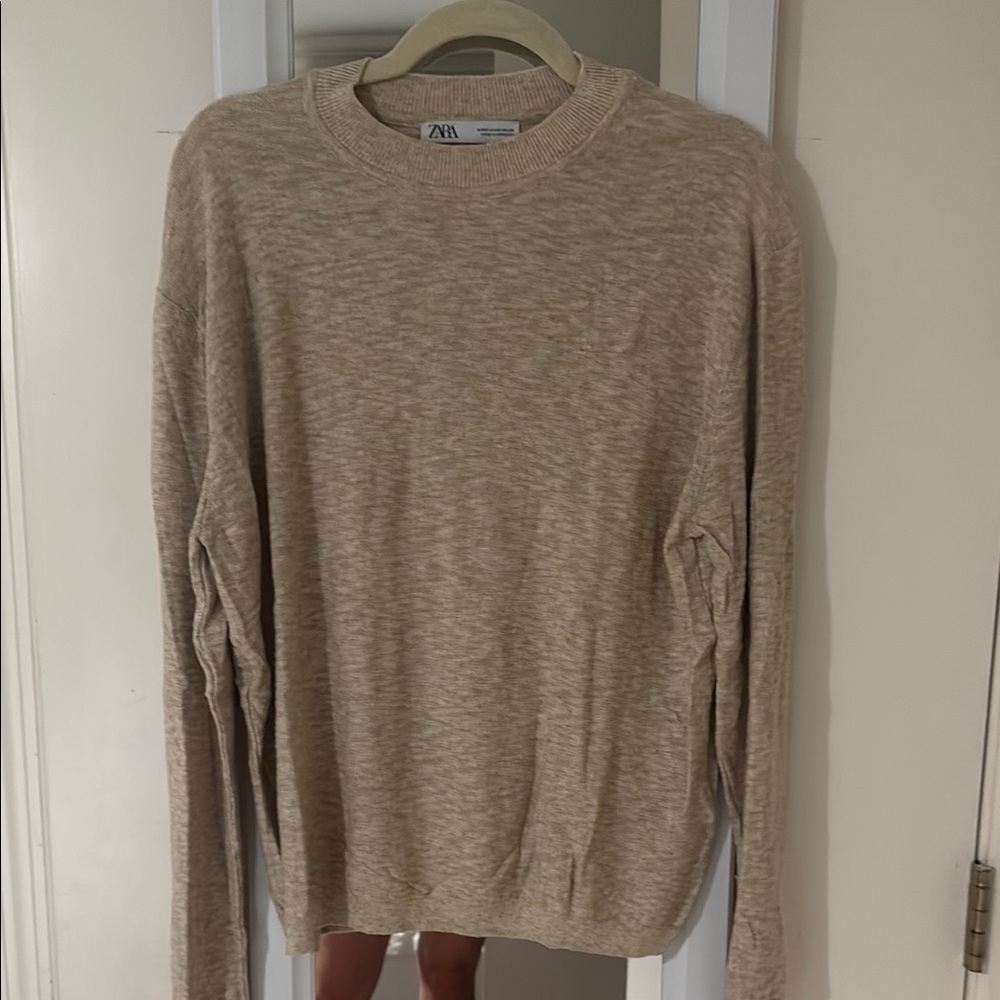 Zara women’s Tan Crewneck Sweater